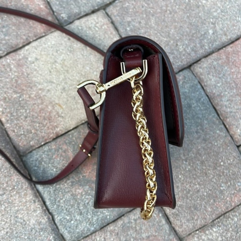Michael Kors Sonia Medium Leather Shoulder Bag Merlot - Picture 14 of 16